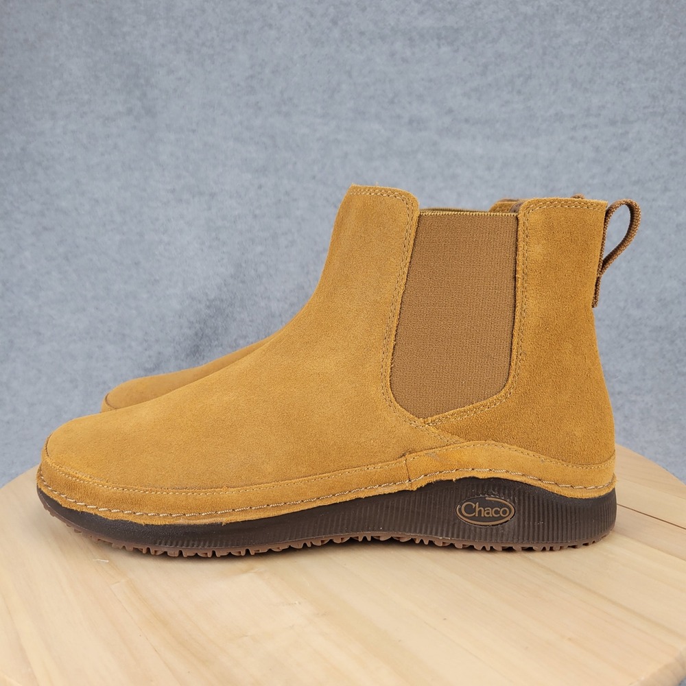 Chaco Paonia Chelsea Boots Women 11 Caramel Suede Waterproof Wool Lined